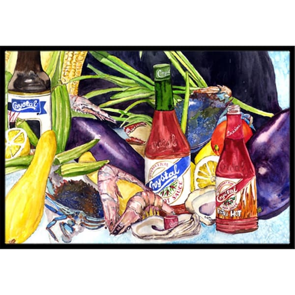 Carolines Treasures Crystal Hot Sauce With Seafood Indoor and Outdoor Mat- 24 x 36 in. 8637JMAT - main